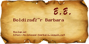 Boldizsár Barbara névjegykártya